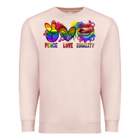 Pale Pink Peace love equality Premium Sweatshirt - FaDigitalArtStudio