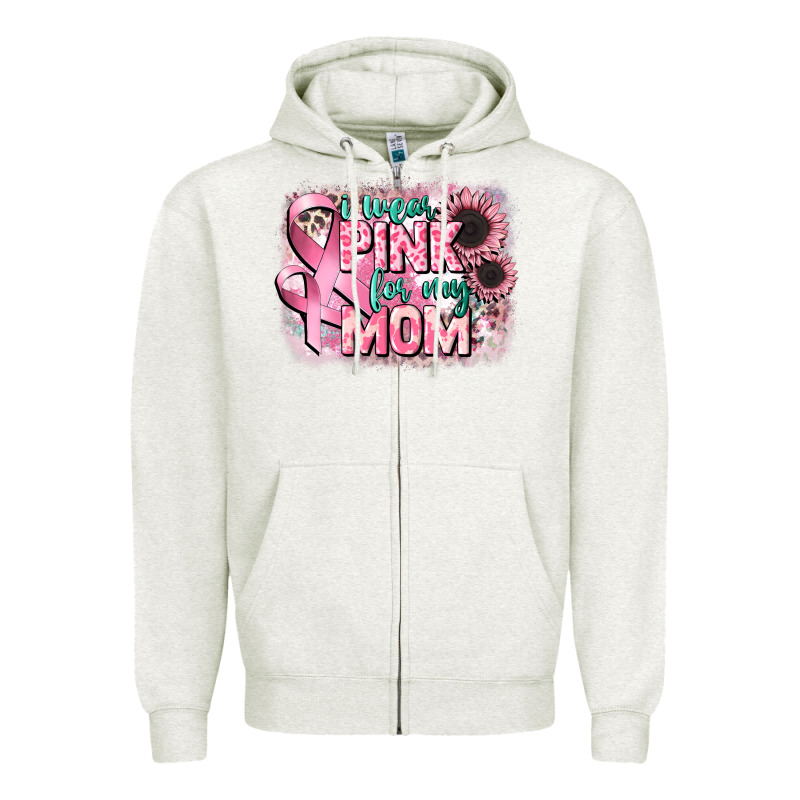 I Wear Pink For My Mom Zipper Hoodie by CowGirlArtShop | Teevron