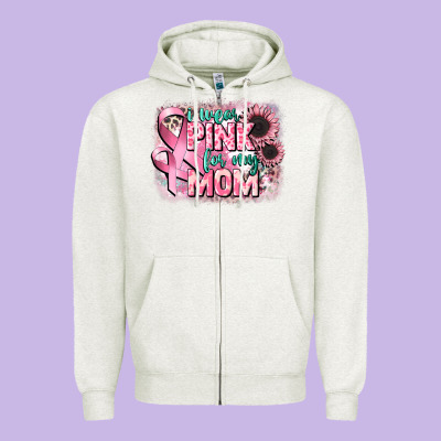 I Wear Pink For My Mom Zipper Hoodie Designed By Cowgirlartshop