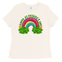 Bone Happy St. Patrick's Day Rainbow And Shamrock Ladies Tee - RanaPortraitStore