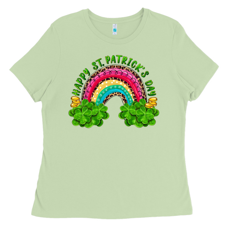 Happy St. Patrick's Day Rainbow And Shamrock Ladies Tee by RanaPortraitStore | Teevron