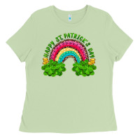 Matcha Happy St. Patrick's Day Rainbow And Shamrock Ladies Tee - RanaPortraitStore