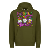 Army Green parading with my gnomies Premium Hoodie - OliviaCreatesArt