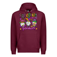 Burgundy parading with my gnomies Premium Hoodie - OliviaCreatesArt