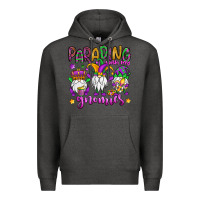Charcoal Heather parading with my gnomies Premium Hoodie - OliviaCreatesArt