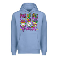 Colony Blue parading with my gnomies Premium Hoodie - OliviaCreatesArt