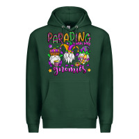 Sports Green parading with my gnomies Premium Hoodie - OliviaCreatesArt