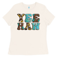 Bone western sunflowers turquoise leopard yee haw Ladies Tee - BarkalooDesign