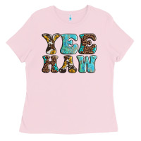 Bubblegum Pink western sunflowers turquoise leopard yee haw Ladies Tee - BarkalooDesign