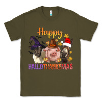 Army Green Happy Hallothanksmas Farm Animal Classic Tee - BundleAndBundleShop
