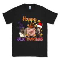 Black Happy Hallothanksmas Farm Animal Classic Tee - BundleAndBundleShop
