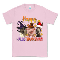 Bubblegum Pink Happy Hallothanksmas Farm Animal Classic Tee - BundleAndBundleShop