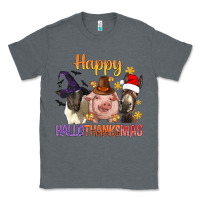 Charcoal Heather Happy Hallothanksmas Farm Animal Classic Tee - BundleAndBundleShop