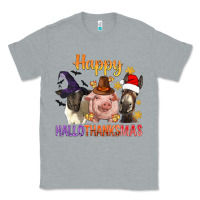 Heather Grey Happy Hallothanksmas Farm Animal Classic Tee - BundleAndBundleShop