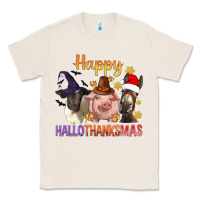 Natural Happy Hallothanksmas Farm Animal Classic Tee - BundleAndBundleShop