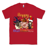Red Happy Hallothanksmas Farm Animal Classic Tee - BundleAndBundleShop