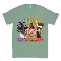 Sage Happy Hallothanksmas Farm Animal Classic Tee - BundleAndBundleShop