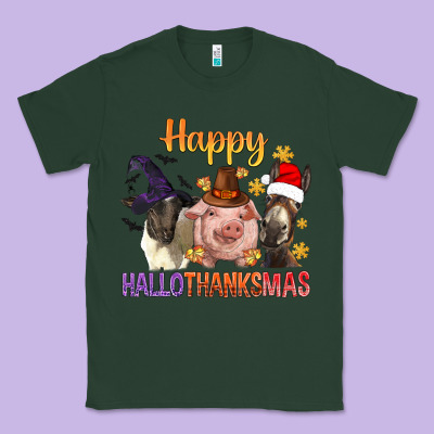 Happy Hallothanksmas Farm Animal Classic Tee Designed By Bundleandbundleshop
