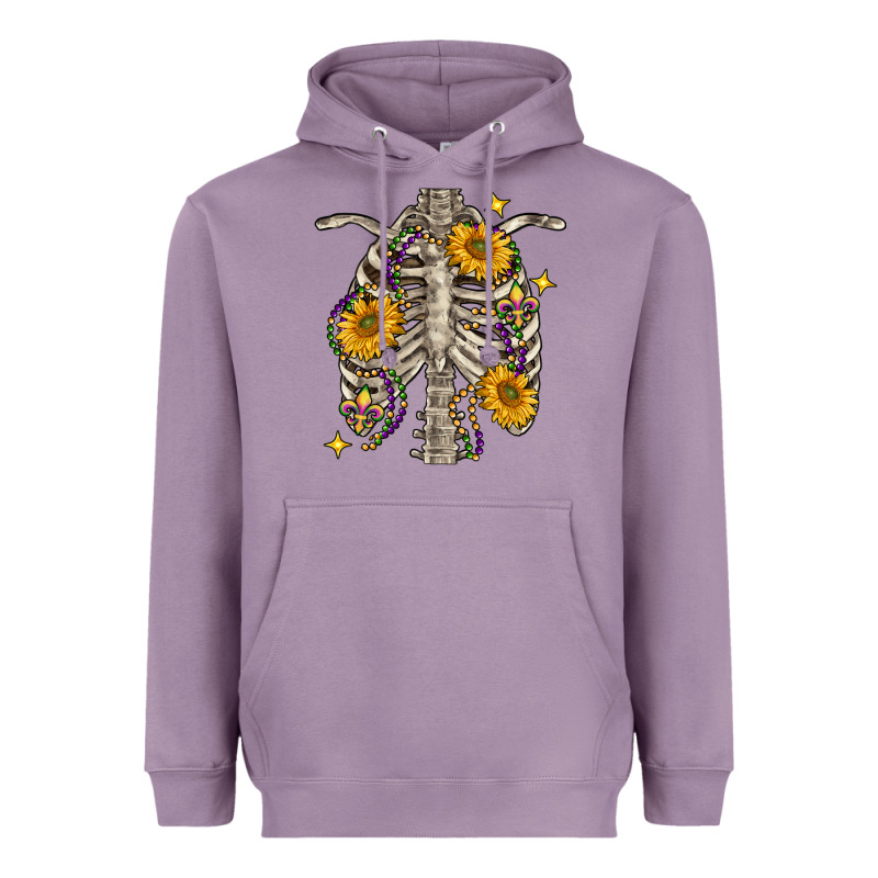 Mardi Gras Chest Sunflowers Skeleton Heavyweight Hoodie by FaDigitalArtStudio | Teevron