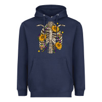 Navy Mardi Gras chest sunflowers skeleton Heavyweight Hoodie - FaDigitalArtStudio
