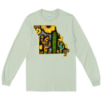 Matcha Western Missouri Map Sunflower And Cactus Pattern Long Sleeve Tee - Bettercallsaul