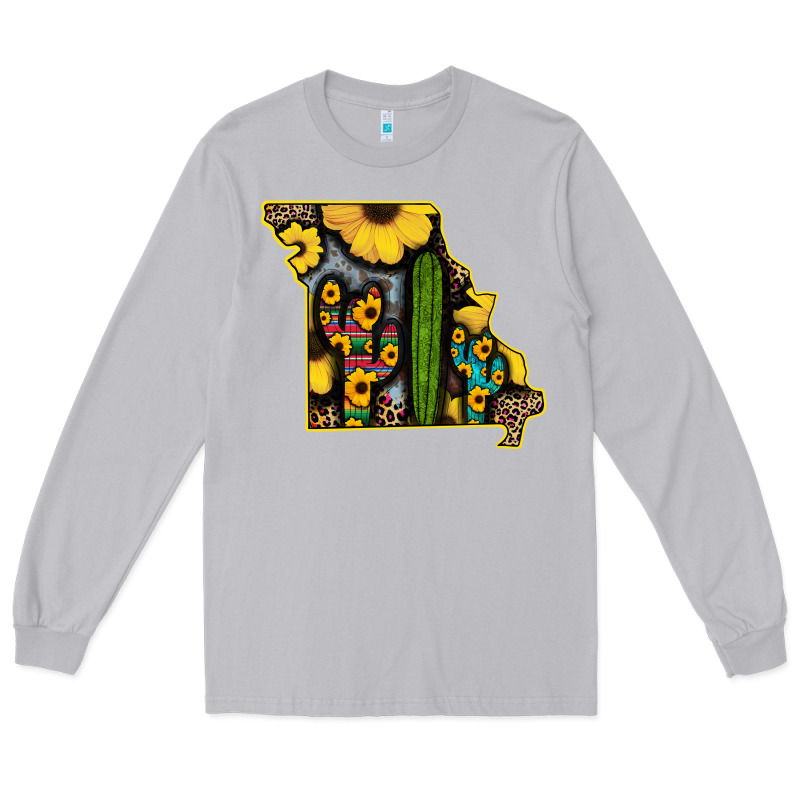 Western Missouri Map Sunflower And Cactus Pattern Long Sleeve Tee by Bettercallsaul | Teevron