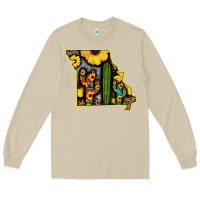 Mushroom Western Missouri Map Sunflower And Cactus Pattern Long Sleeve Tee - Bettercallsaul