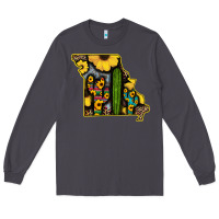 Smoke Western Missouri Map Sunflower And Cactus Pattern Long Sleeve Tee - Bettercallsaul