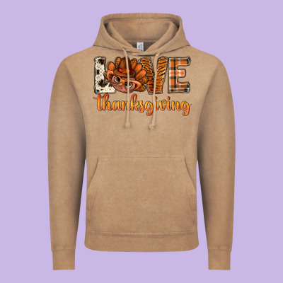 Love Thanksgiving With Turkey Bbs Vintage Hoodie Designed By Bundleandbundleshop