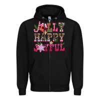 Black jolly happy joyful pink christmas Zipper Hoodie - CowGirlArtShop