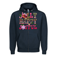 Jolly Happy Joyful Pink Christmas Zipper Hoodie | Teevron