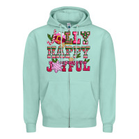 Seafoam jolly happy joyful pink christmas Zipper Hoodie - CowGirlArtShop