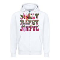 White jolly happy joyful pink christmas Zipper Hoodie - CowGirlArtShop