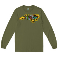 Army Green Western North Carolina Map Sunflower Long Sleeve Tee - Bettercallsaul