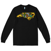 Black Western North Carolina Map Sunflower Long Sleeve Tee - Bettercallsaul