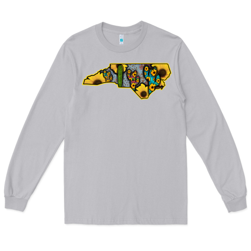 Western North Carolina Map Sunflower Long Sleeve Tee by Bettercallsaul | Teevron
