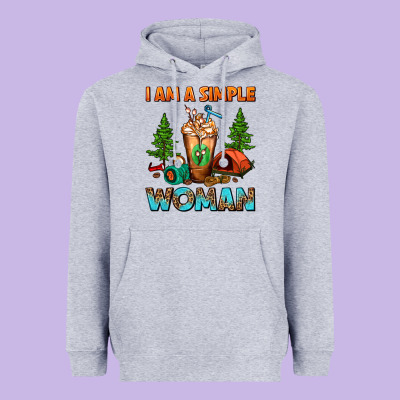 I Am A Simple Woman Camping Frappe Heavyweight Hoodie Designed By Fadigitalartstudio