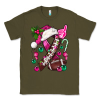 Army Green Pink Christmas Breast Cancer Ribbon Football Classic Tee - BundleAndBundleShop