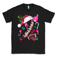 Black Pink Christmas Breast Cancer Ribbon Football Classic Tee - BundleAndBundleShop