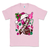 Bubblegum Pink Pink Christmas Breast Cancer Ribbon Football Classic Tee - BundleAndBundleShop