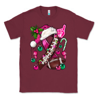 Burgundy Pink Christmas Breast Cancer Ribbon Football Classic Tee - BundleAndBundleShop