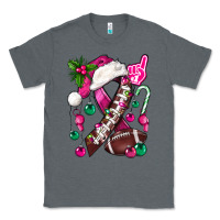 Charcoal Heather Pink Christmas Breast Cancer Ribbon Football Classic Tee - BundleAndBundleShop