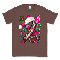 Chestnut Pink Christmas Breast Cancer Ribbon Football Classic Tee - BundleAndBundleShop