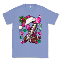 Colony Blue Pink Christmas Breast Cancer Ribbon Football Classic Tee - BundleAndBundleShop