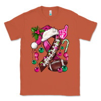 Copper Pink Christmas Breast Cancer Ribbon Football Classic Tee - BundleAndBundleShop