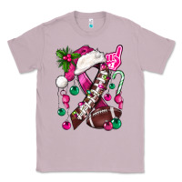 Lilac Pink Christmas Breast Cancer Ribbon Football Classic Tee - BundleAndBundleShop