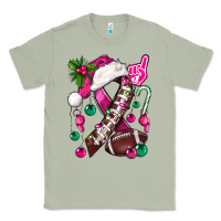Matcha Pink Christmas Breast Cancer Ribbon Football Classic Tee - BundleAndBundleShop