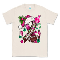 Natural Pink Christmas Breast Cancer Ribbon Football Classic Tee - BundleAndBundleShop
