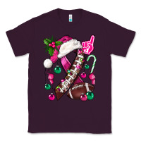 Plum Pink Christmas Breast Cancer Ribbon Football Classic Tee - BundleAndBundleShop