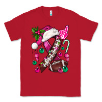 Red Pink Christmas Breast Cancer Ribbon Football Classic Tee - BundleAndBundleShop